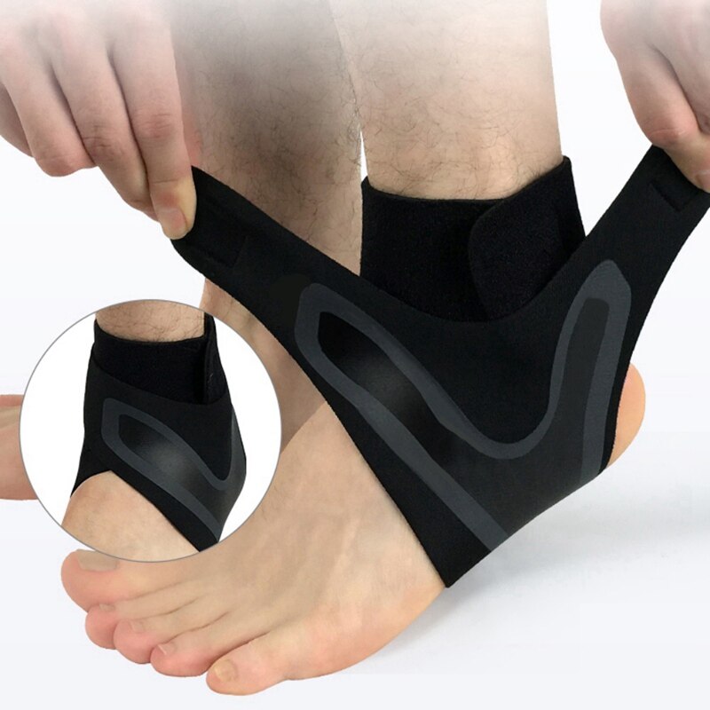 Tornozelo cinta respirável fibra de poliéster para treino entorses homens mulheres compressão tornozelo suporte esportes segurança: Left Black / XL
