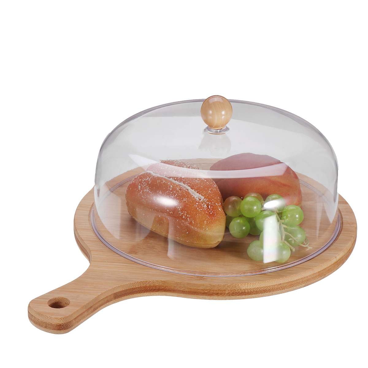 3 Size Transparent Acrylic Round Cake Stand Bamboo Tray Dust Cover Food Cover Dessert Display Stand For Weddings Birthday Decor