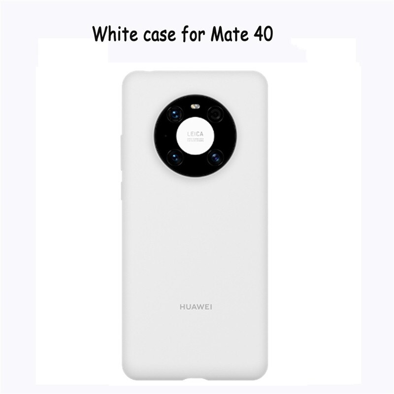 Oficial original huawei companheiro 40/companheiro 40 pro silicone caso capa traseira macia com fibra dentro capa escudo para mate40/mate40 pro: Mate40 case white