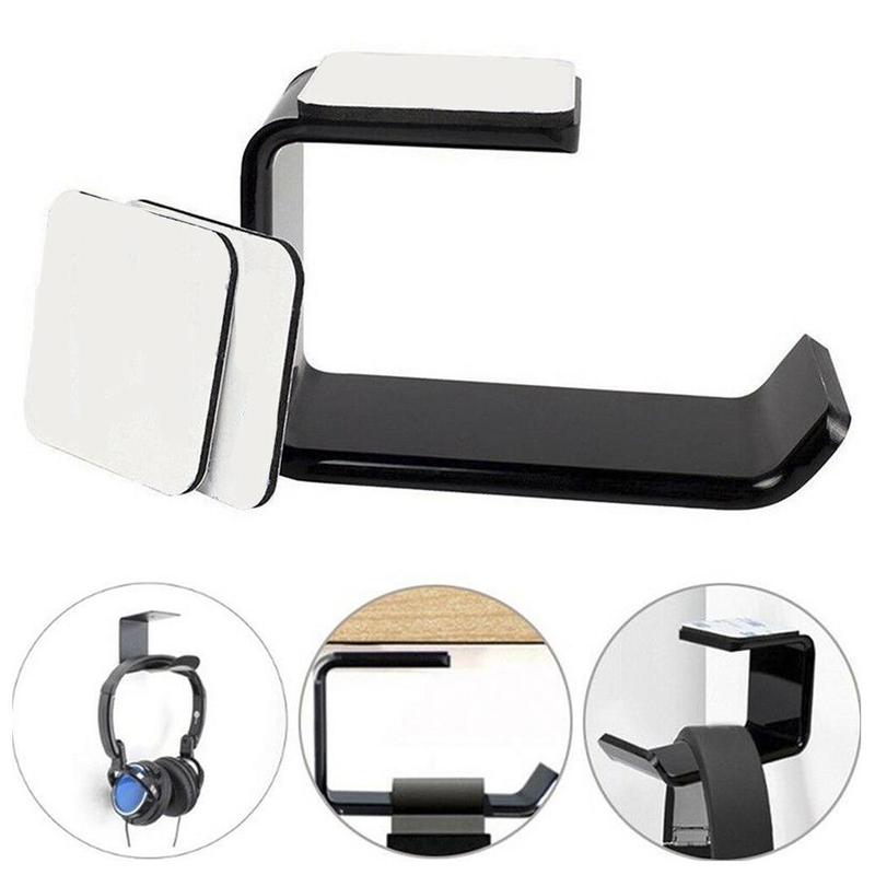 Support acrylique pour écouteurs | Autocollant, support d'écouteurs, support de bureau, crochet noir, pour casque d'écoute, B7G5, monté sous un écran