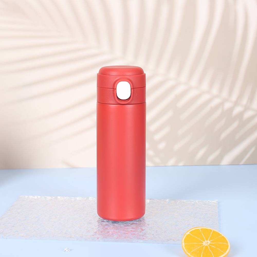 Taza térmica de acero inoxidable de 320ML, Taza Termo para el hogar y la Oficina, cubierta que rebota, termo, taza para café, té, leche, botella térmica: Rojo
