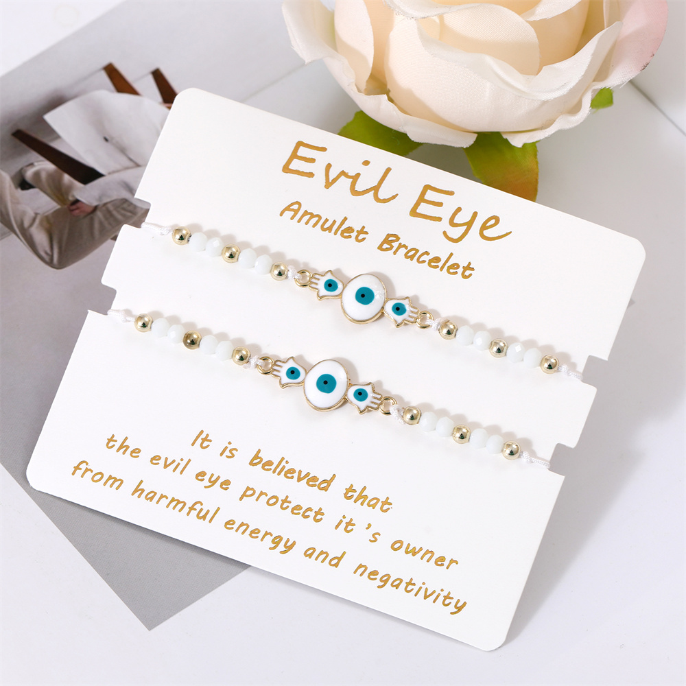 Pulseras turcas contra el mal de ojo para hombres y mujeres, tobillera trenzada de amistad, de protección hecho a mano, joyería de deseo de la suerte, 2-3 piezas por juego: Bañado en rodio de imitación