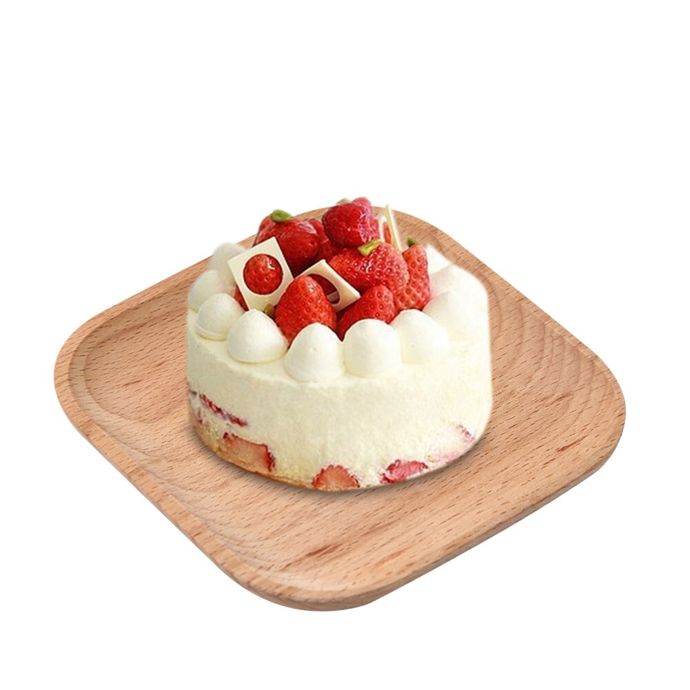 Rund / fyrkantig form trä tallrik fat för hem hotell skola tårta dessert serveringsbricka trä sushi tallrik servis servis