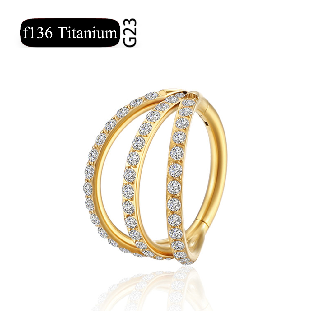 F136 Titanium 16G Scharnierend Segment Neusring Zc Septum Clicker Daith Oorbellen Hoepel Oor Kraakbeen Tragus Helix Piercing Sieraden: Rood / Rose Goud Kleur