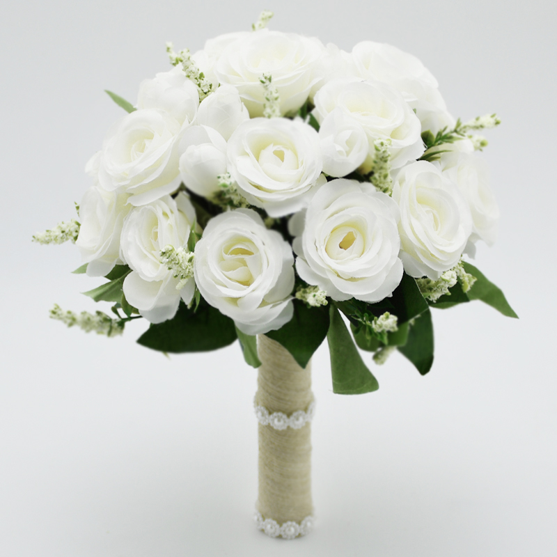 Brautstrauß, blumen für brautjungfern, hochzeitsaccessoires, weiße künstliche rosen, brautsträuße, hochzeitsdekoration, hochzeit
