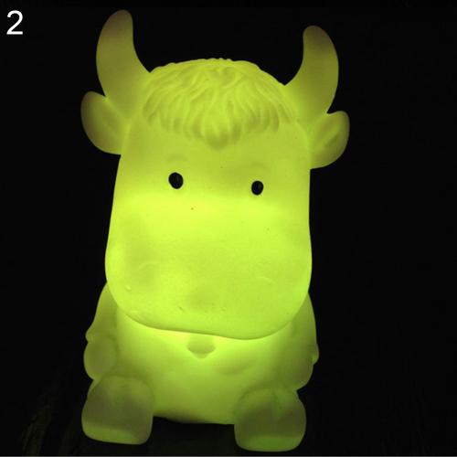 Led natlampe dekorere skrivebordslys batteri drøm sødt stjernetegn dyr farverig sovepære baby soveværelse armatur: Okse