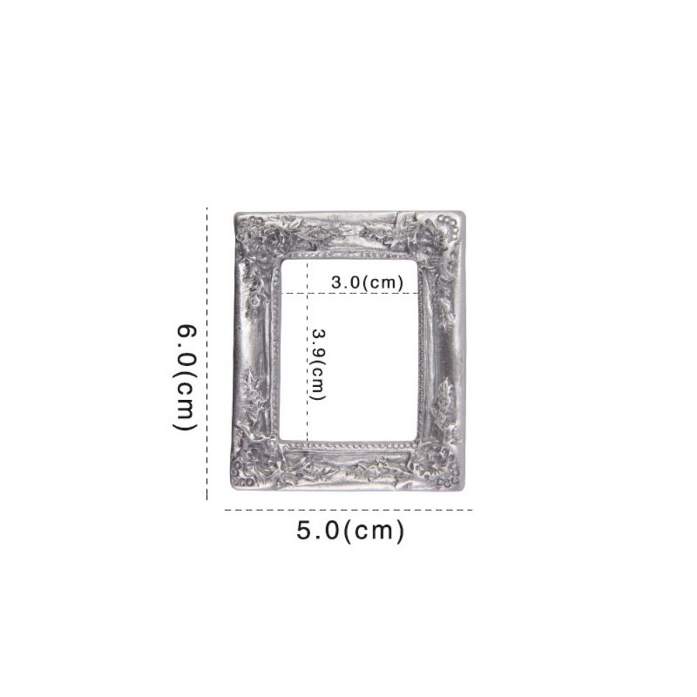 Multi-purpose DIY Resin Photo Frame Rustic Miniature Mini Mirror Props 3D Mirror Small Model Jewelry Accessories: Red