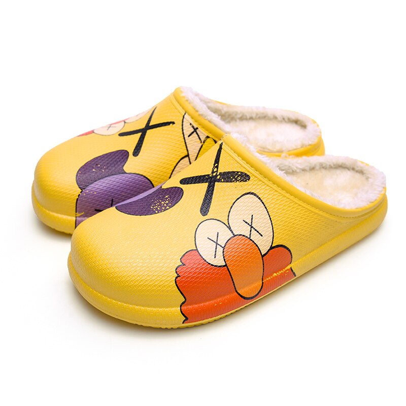 Mannen Thuis Klompen Winter Carton Afdrukken Slippers Pluche Warme Voering Vrouw Huis Warm Klompen Vrouwen schoen