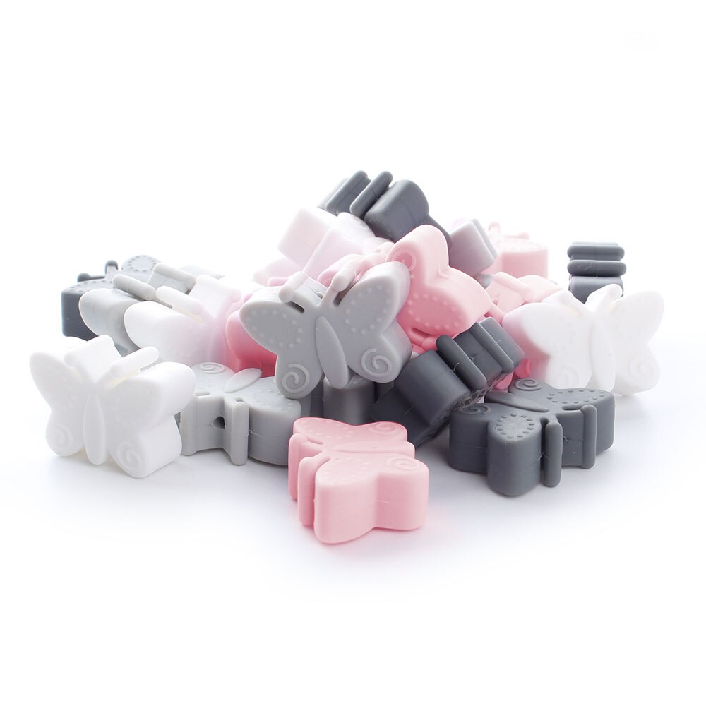 Keep&grow 10Pcs Silicone Beads Butterfly Teething Beads For Jewelry DIY Making Bead BPA Free Silicone Baby Teething Necklace Toy
