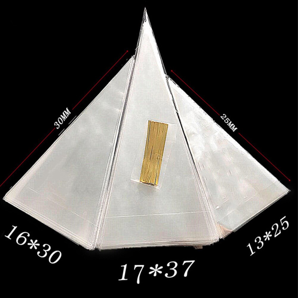 100pcs Plastic Sweets Candy Packing Bags Wedding Birthday Party Decoration Sweet Cellophane Candy Bag Cone Storage Packaging Bag