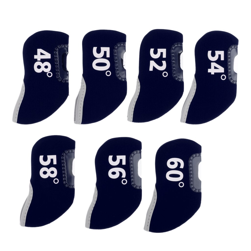 Pack 7 Sport Golf Club Iron Putter Headcover Head Cover Protector Set Accessoires-Verschillende Graden-Duurzaam & Draagbare: Navy Blue