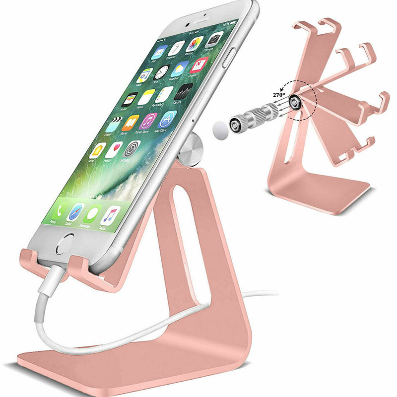 Verstelbare Mobiele Telefoon Tablet Schakelaar Stand Aluminium Bureau Tafel Houder Cradle Dock Voor Huawei iPhone Samsung: Roze