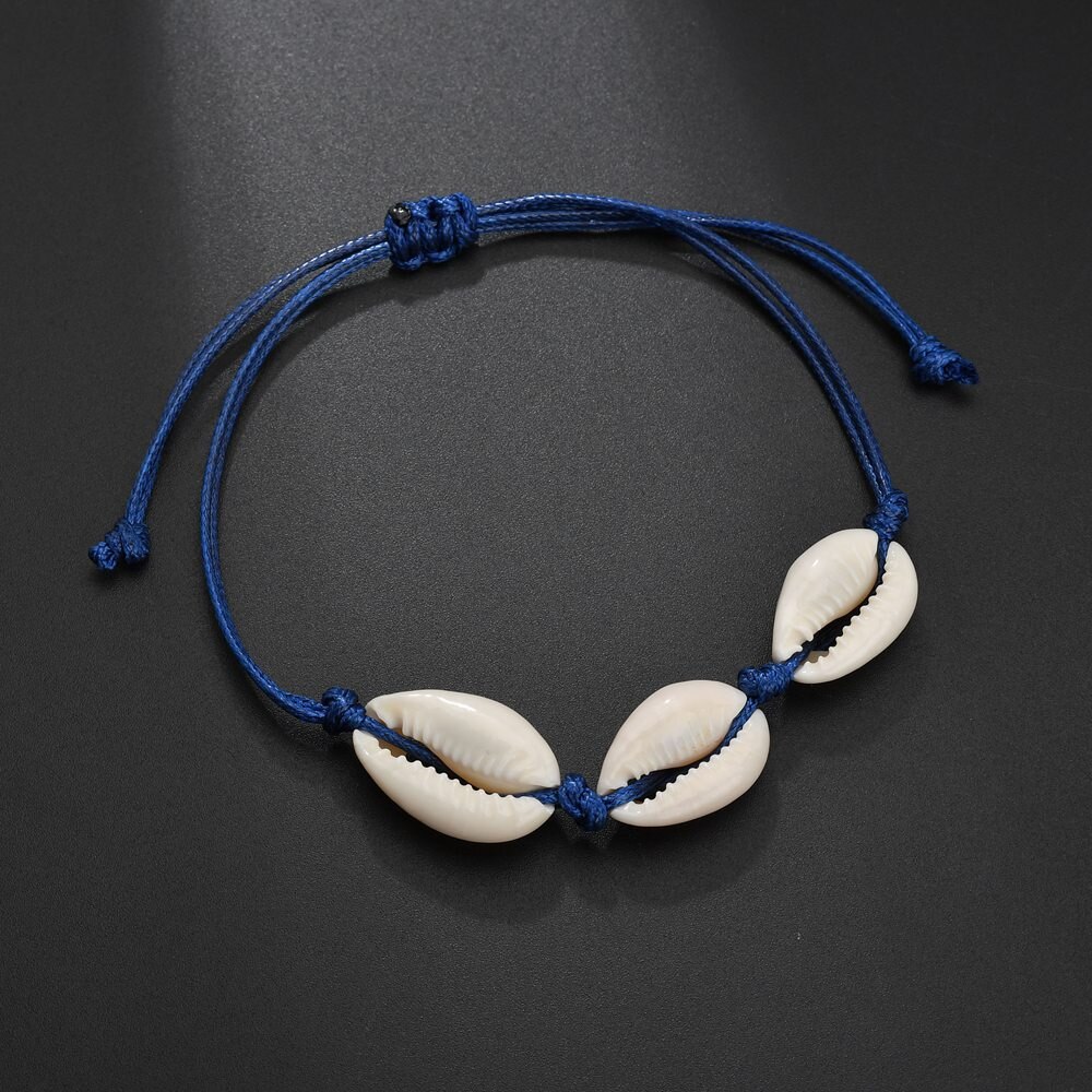 Mode Kleurrijke Kralen Enkelbandje Porceleinslak Shell Enkelbanden Voor Vrouwen Armband Op De Been Goud Zilver Kleur Boho Enkelbandje Voet sieraden: s156blue