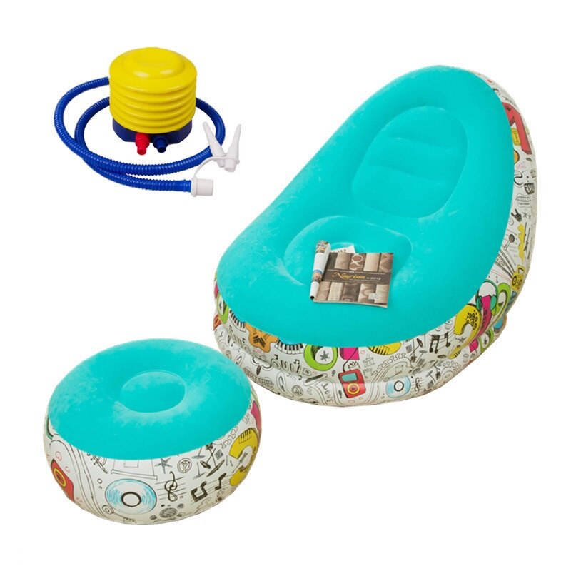 Inflatable Sofa PVC Lunch Break Sofa Bed Portable Set with Pedal Flocking Sofa Chair Inflatable Folding Recliner: F