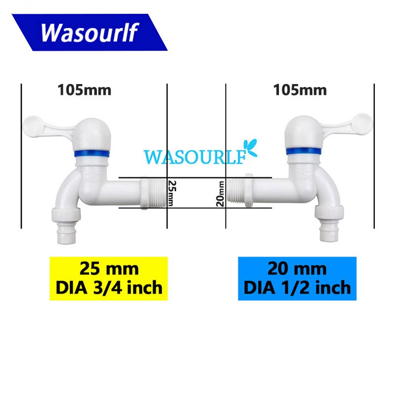 WASOURLF Plastic Faucet PP Mini Tap Male Thread White Small Bibcock Easy Install Washing Machine Garden Outdoor
