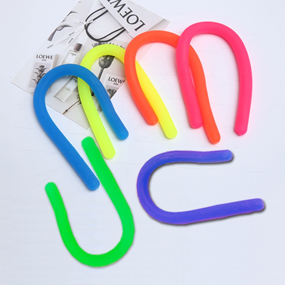 6pcs TPR Soft Noodle Elastic Rope Toys for Kids Decompression Artifact Vent Rope Neon slings anti-stress toys Random Colors