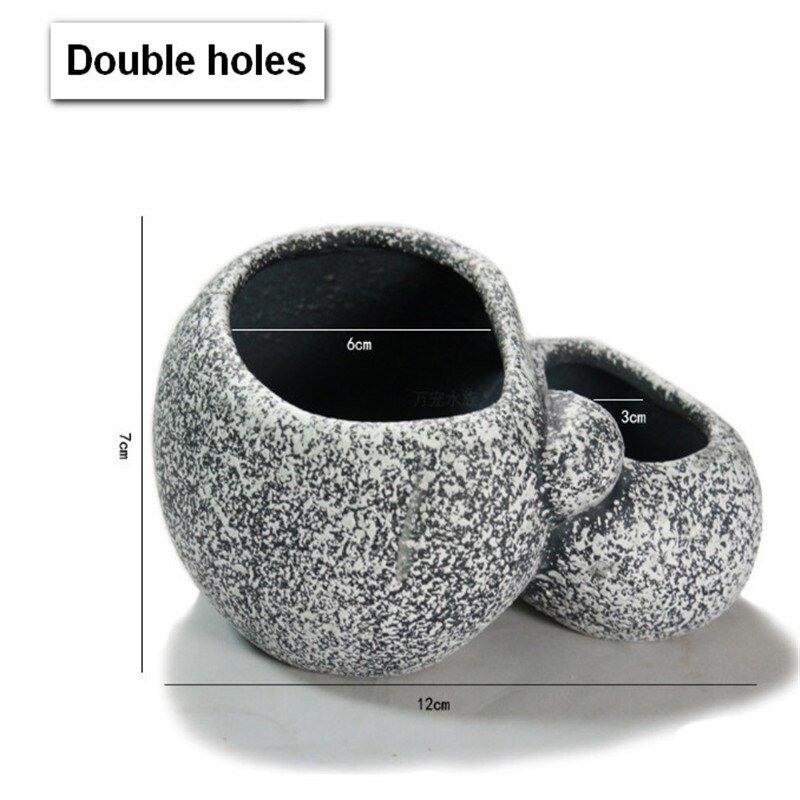 Ceramic pot Decoration Water plant grow pot Aquarium aquatic plant pot Ornament Decor Fish Tank Cichlid Stone Shrimp Breeding: 12x7cm