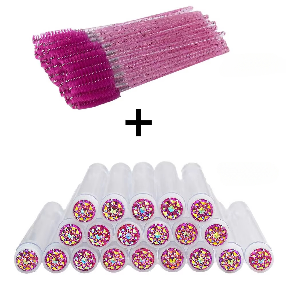 Tubes de brosse à cils avec baguettes de Mascara en cristal, peigne à sourcils, conteneur de bobines, applicateurs de brosse à cils, outils de maquillage, 50 pièces: Menthe