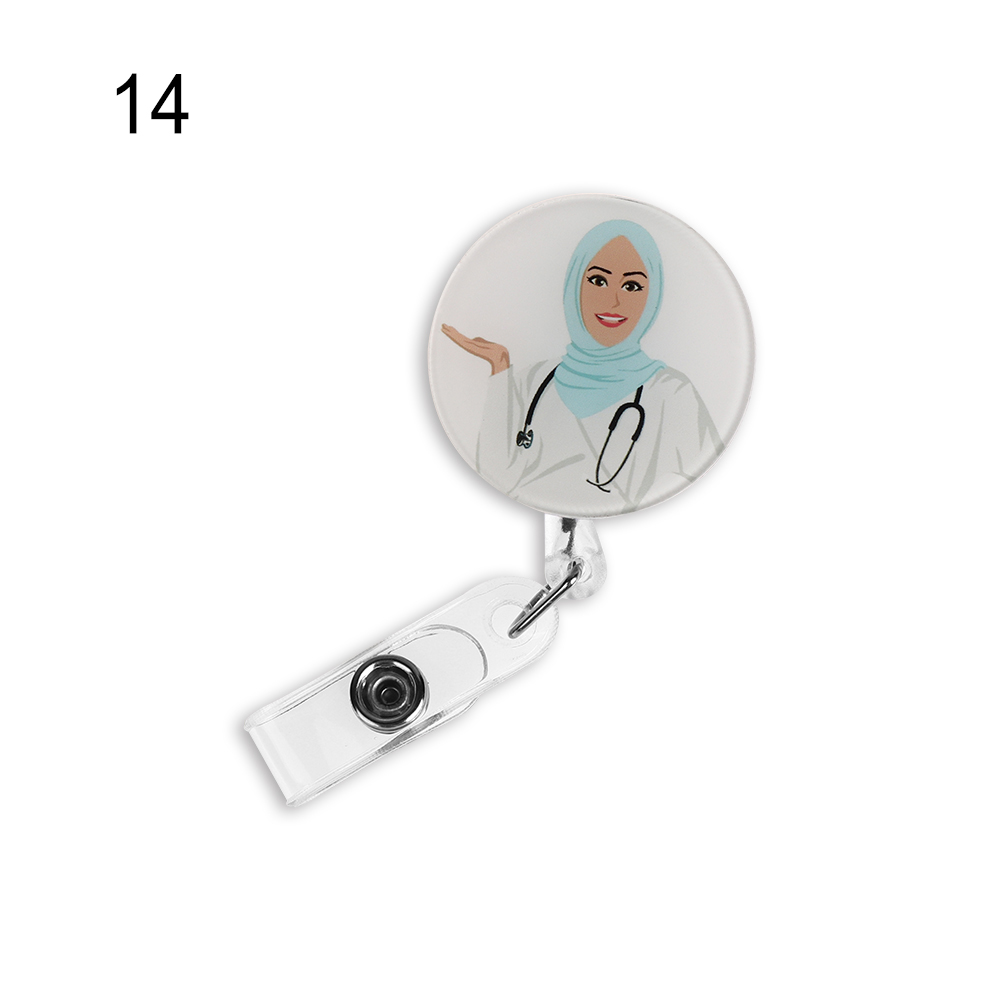 Una unidad de Mini insignia retráctil de dibujos animados, cordón para el carrete de Clip de enfermera, Tarjeta De Nombre de identificación, soporte, Clip, patrón de estudiante, insignia de enfermera, Clip: 14