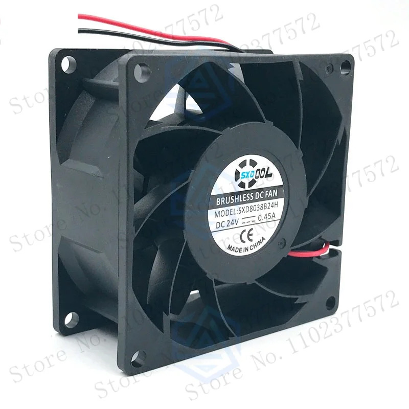 Ventilateur 8038 DC 24v 80mm ventilateur de refroidissement double roulement à billes 0,45A, débit d'air CFM haute vitesse, 80X80X38mm, pour refroidisseur de boîtier d'inverseur de serveur