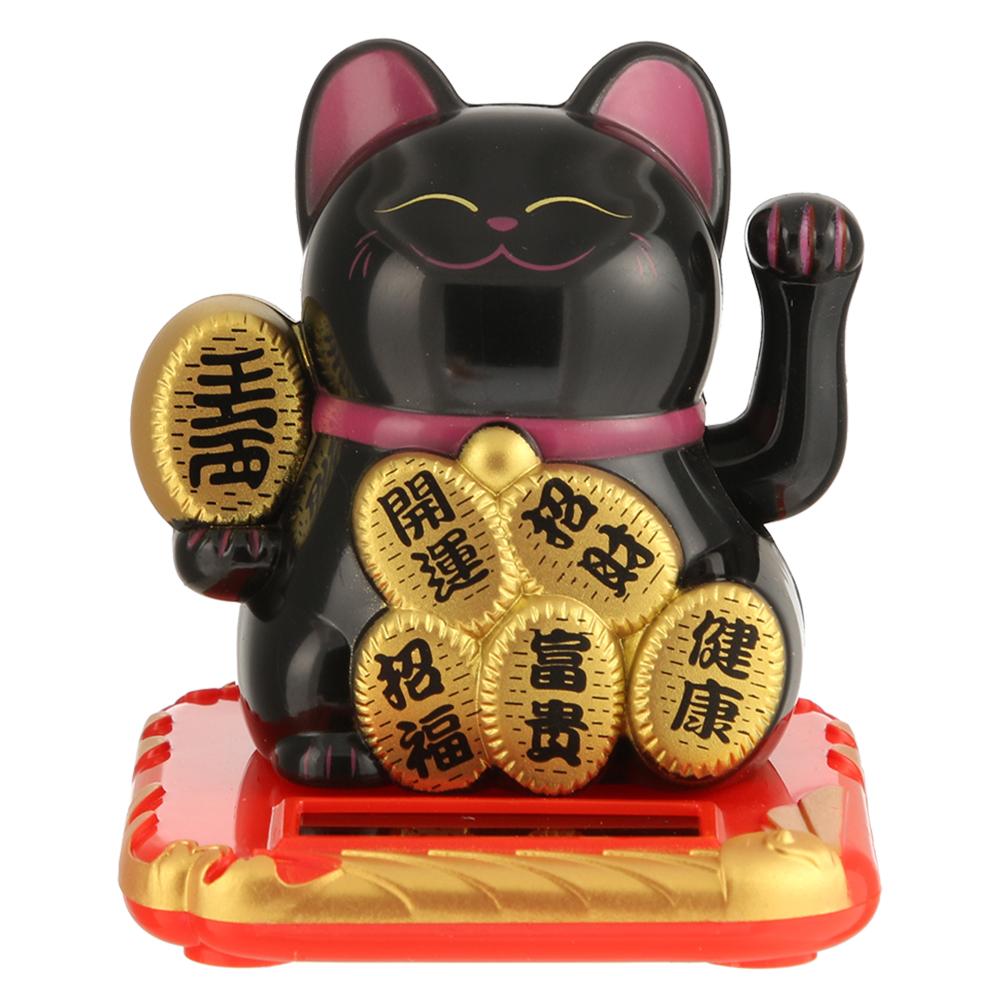 Chinese Lucky Cat Rijkdom Zwaaien Schudden Hand Fortuin Welkom Kat Thuis Craft: Black