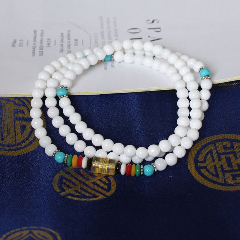 White shell material 108 beads necklace