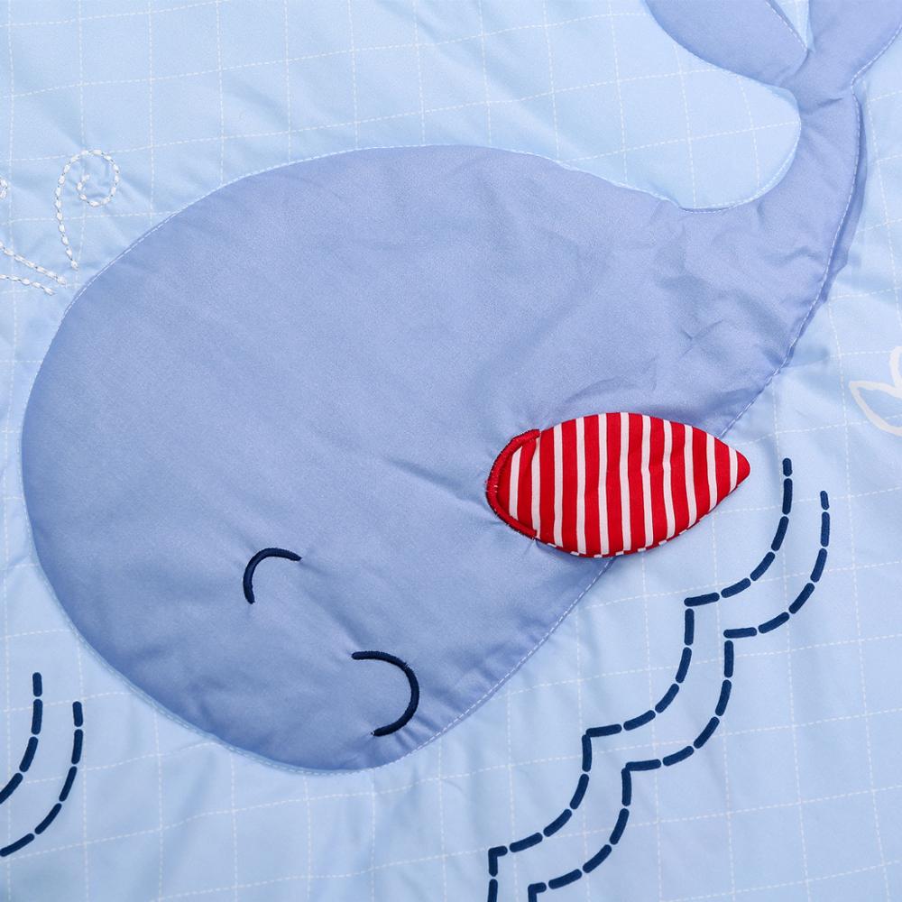 3pcs Whale Baby Crib Toddler Baby Sheets Nursery Bedding Safely Product Bed Cot Sets ,Fitted Sheet, Crib Quilt, Dust Ruffle