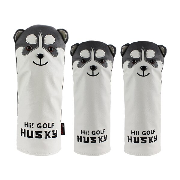 Funda para cabeza de palo de Golf Husky, adorable funda para cabeza de conductor de Golf, Animal de dibujos animados #1 #3 #5 #7, Funda de cuero PU para cabeza, fundas a prueba de polvo: 3 pcs 135