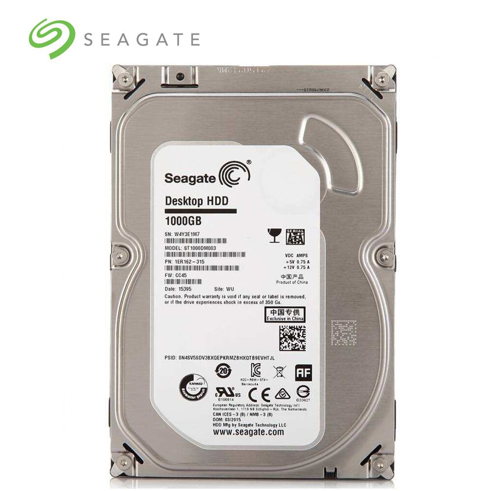 Seagate 1Tb Desktop Pc 3.5 &quot;Interne Mechanische Harde Schijf Sata 3 Gb/s-6 Gb/s Hdd 5900-7200Rpm 64Mb/128Mb Buffer (Gebruikt)