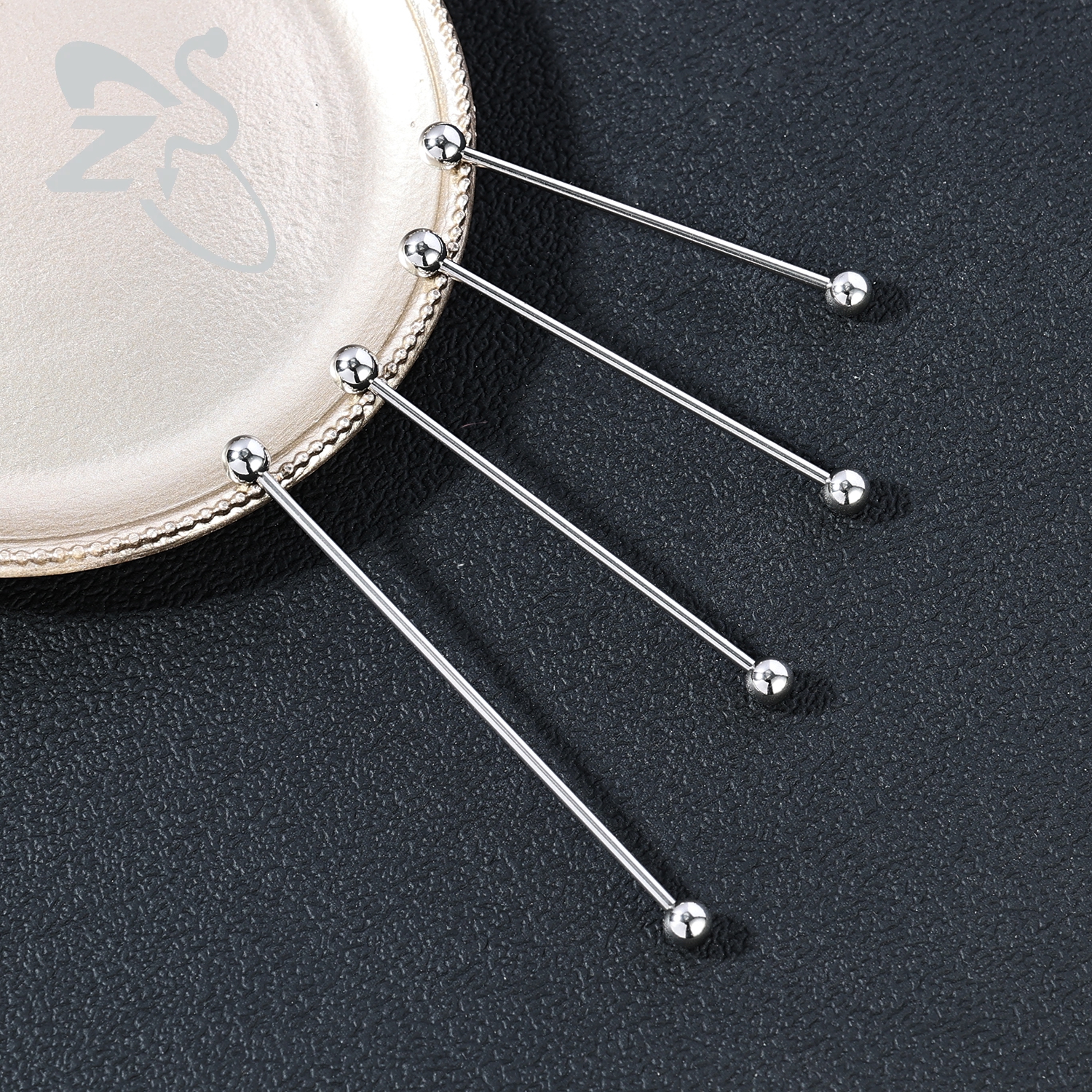 ZS 1 pieza 14G/16G Acero inoxidable largo Industrial Piercing barra cartílago pendiente Piercing 12/14/16/18/20/24/28/32/40/45/48/60mm