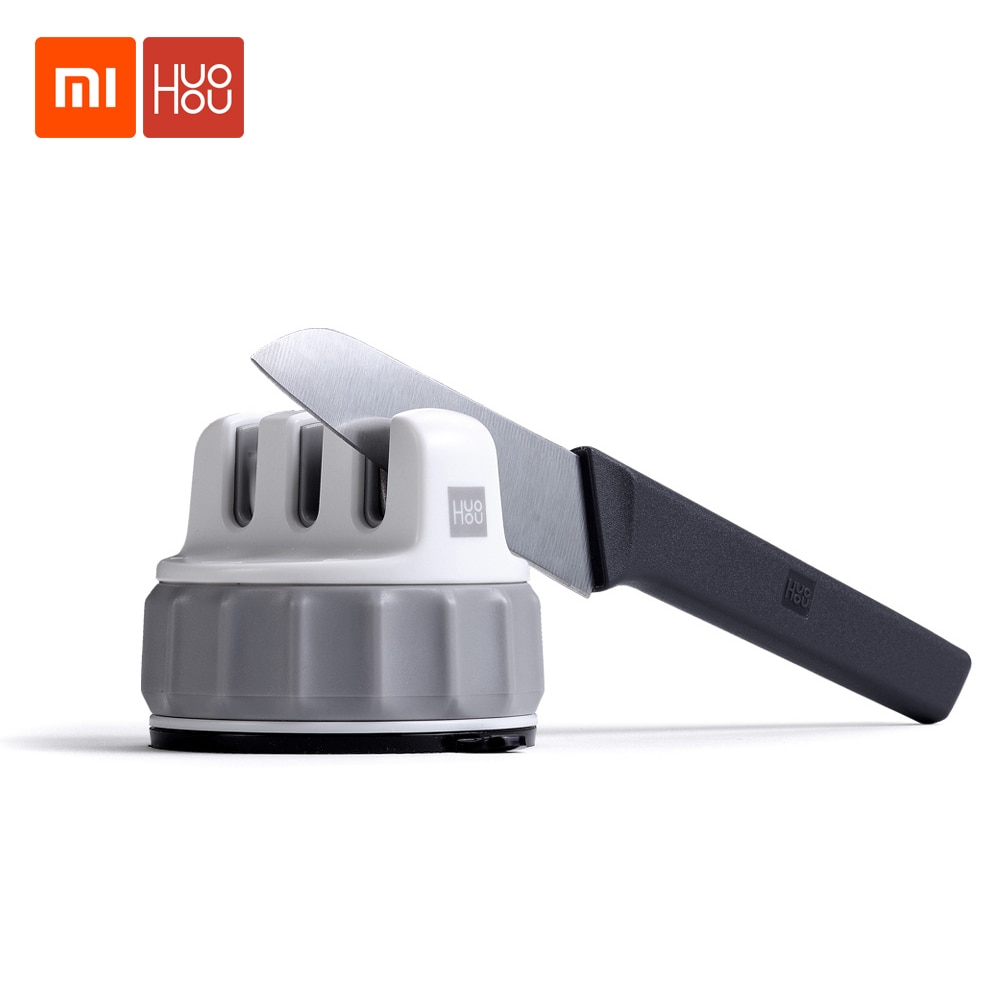 Xiaomi Mini Knife Sharpener Sharpen Stone Trible Wheel Whetstone Sharpener One-handed Sharpening Super Suction Sharpener