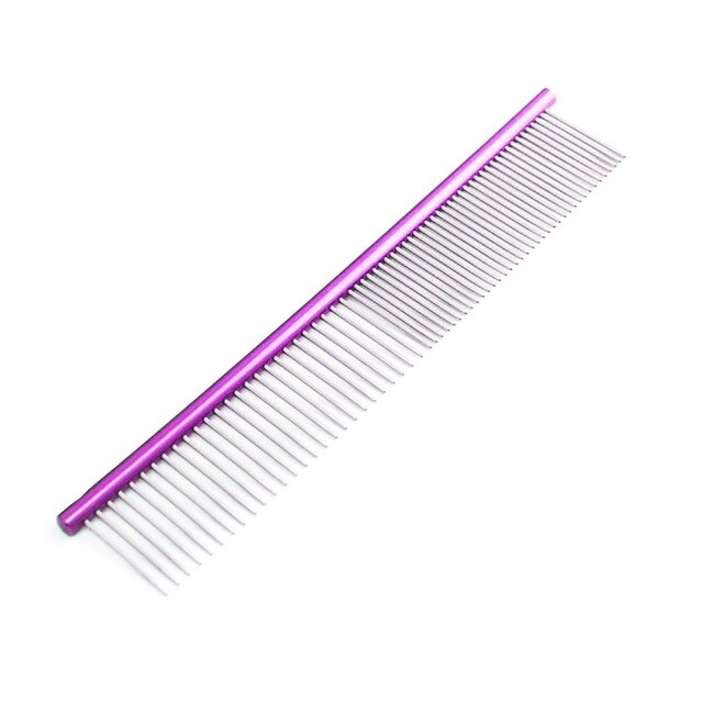 Kat Rechte Rij Kam Huisdier Dematting Kam Rvs Pet Grooming Kam Voor Katten Hond Open Knoop Hond Kam Haar kam Alle Voor Kat: Pet Brush Purple