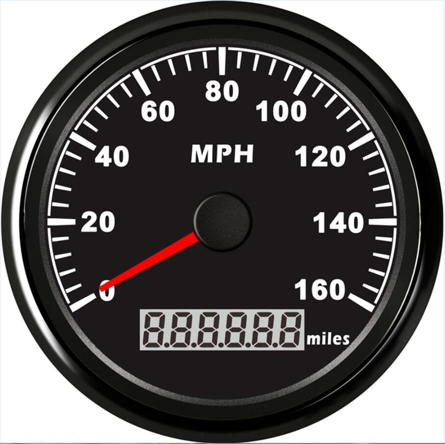1 unidad, 85mm, miómetros de velocidad GPS, 0-160MPH, velocímetros de 160 millas por hora, dispositivo adecuado para barco de automóvil con Antena Negra: 160MPH black 1