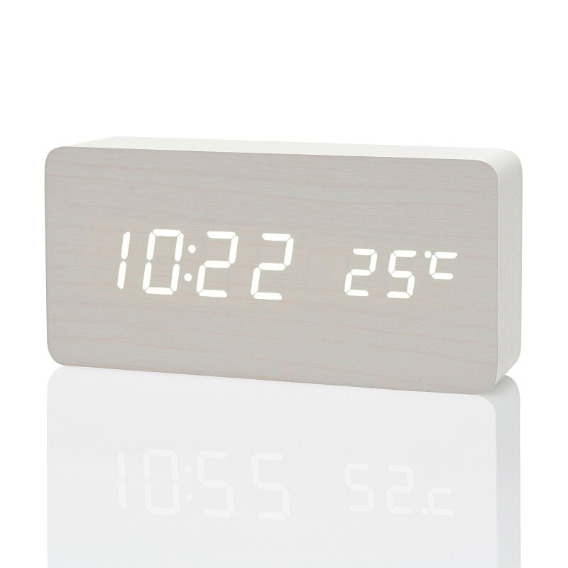 Suncree Modern Home LED digital Alarm Clock, Despertador Temp+date+time Electronic Digital Table Desktop Clocks: white white
