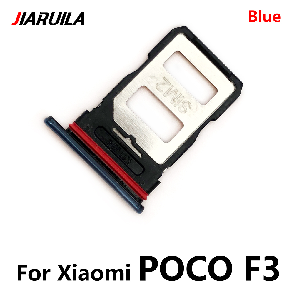 Support de Slot de carte Sim, pièce de rechange pour Xiaomi Poco X3 NFC / Poco M3 / Poco F3 / Poco F2 Pro: Poco F3 Blue