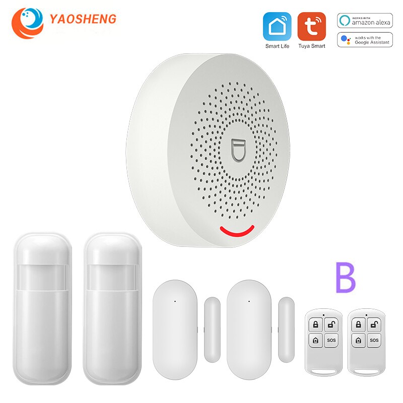 WIFI Intelligent Alarm Security System With Door Sensor Smart Life&amp;Tuya App Control Compatible With Alexa &amp; Google Assistant: B / EU plug