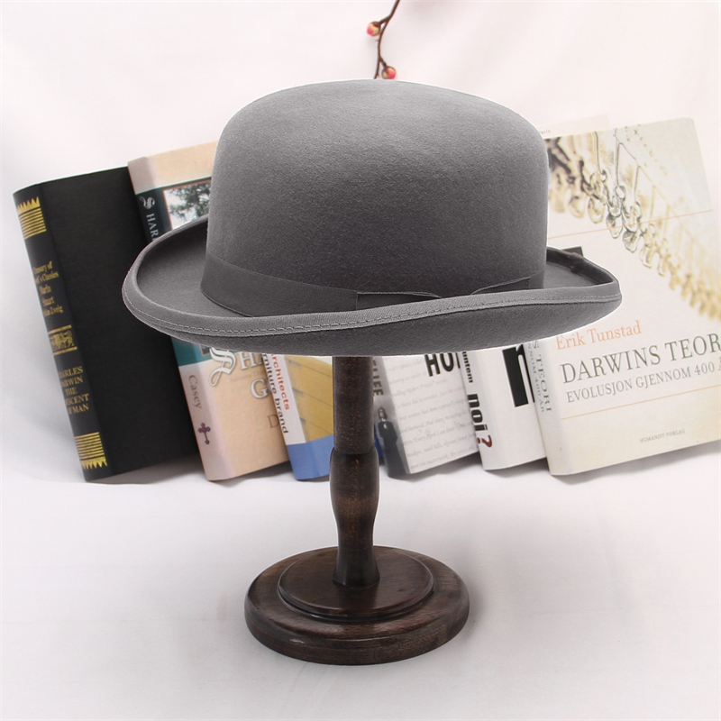GEMVIE 100% Wool Felt Derby Hat for Men Women Party Formal Fedora Bowler Hat Costume Magician Cap