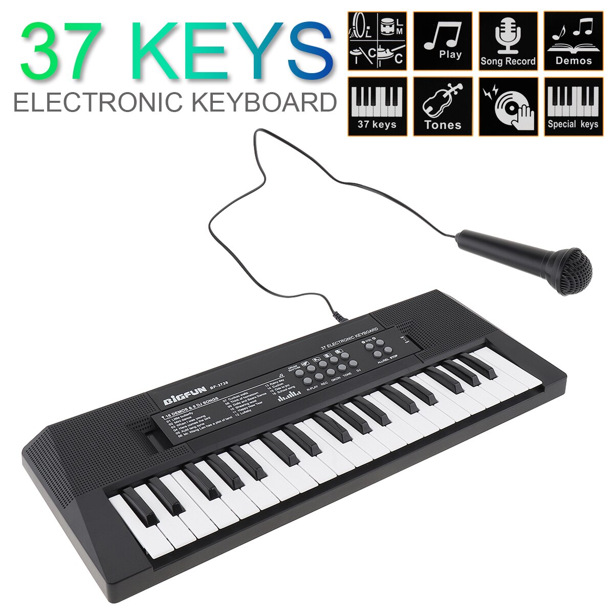 37 49 61 Key Soft Portable Electronic Piano Keyboard Digital Music Key Board with Microphone Children Musical Enlightenment: 37kyes