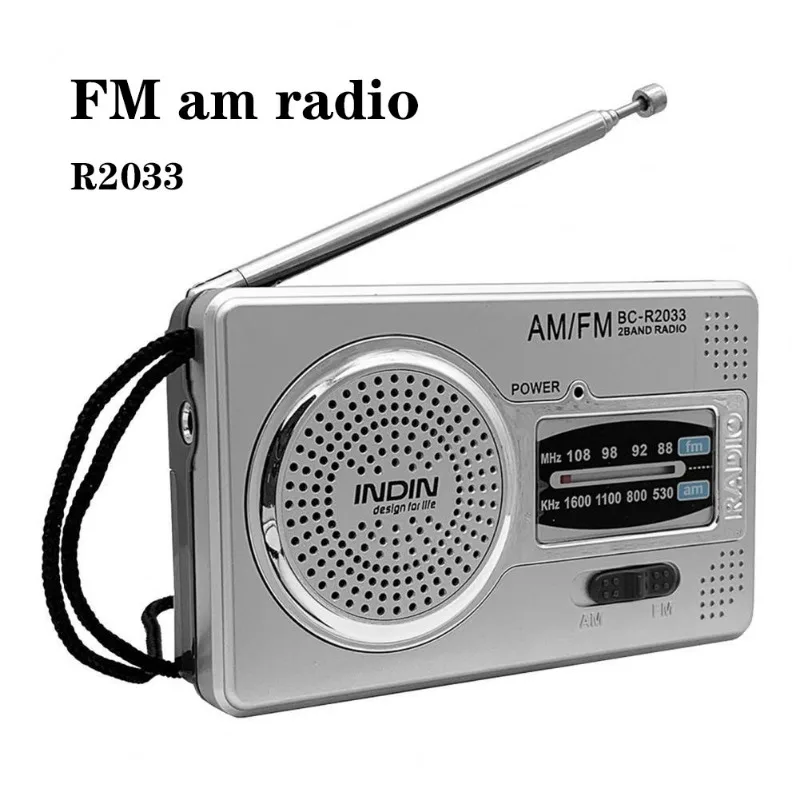 R2048 Przenośne radio FM Kieszonkowa antena teleskopowa Zasilanie bateryjne Mini wielofunkcyjne radio AM FM dla starszych BC-R2033: WHITE