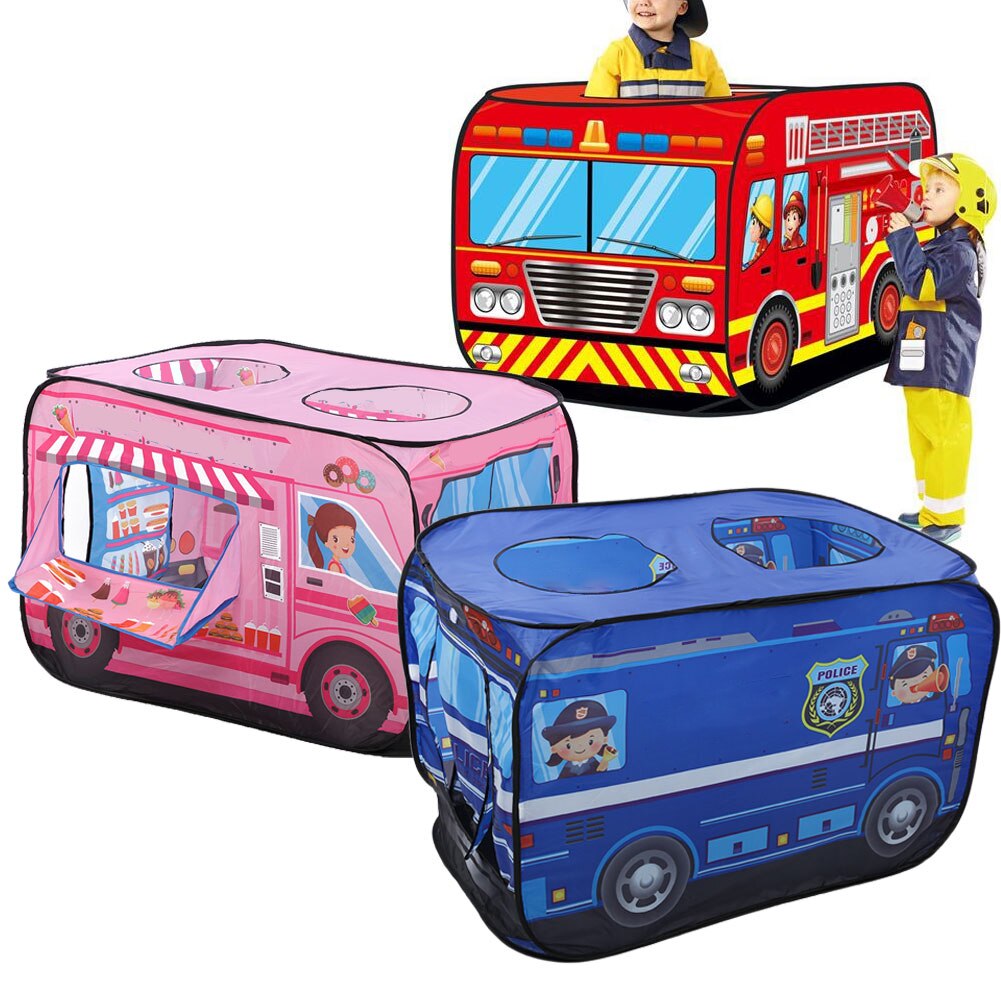 Kids Kinderen Tent Popup Play Tent Speelgoed Outdoor Opvouwbare Speelhuisje Brandweerwagen Politie Auto Spel Huis Bus Tent Indoor Outdoor game