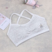 1pc Cotton Baby Girls Bras Solid Color Young Girls Underwear For Sport Wireless Small Training Puberty Bras Undergarment Clothes