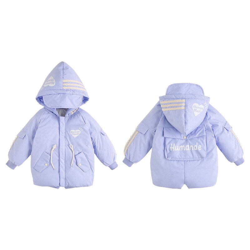 Chaqueta acolchada de plumón con dibujos animados para niño y niña, conjuntos sólidos cortos para bebé, ropa para niño niña: Negro / 2T  100cm