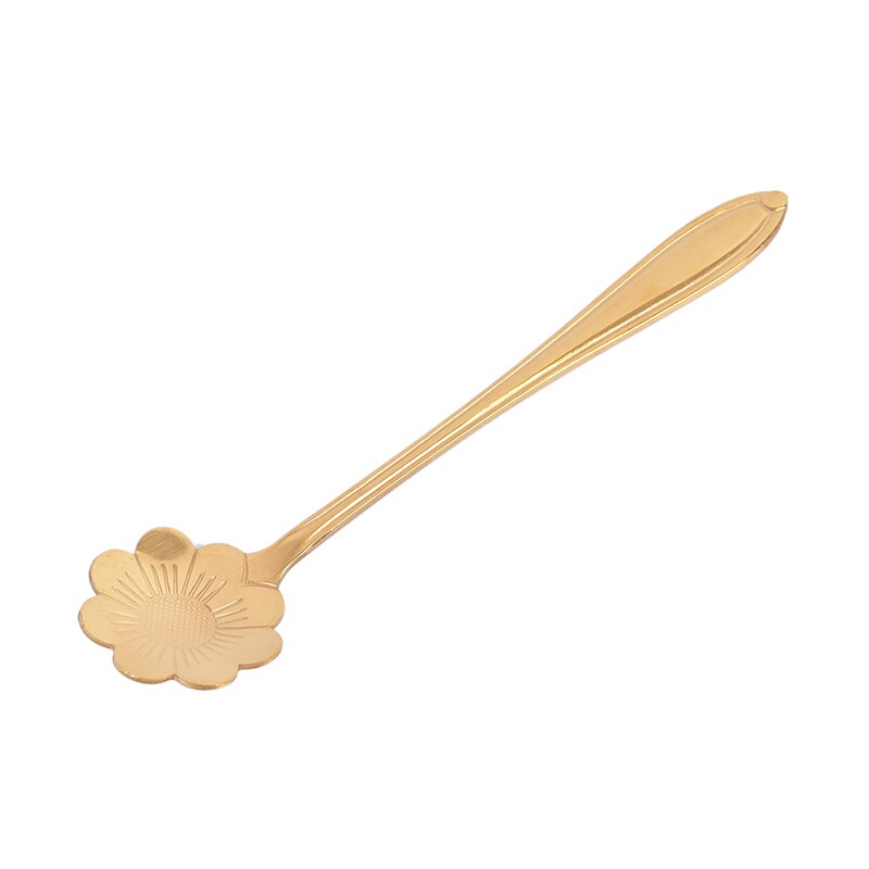 1pcs Stainless Steel Spoon Vintage Gold Flower Spoons Small Coffee Tea Spoon Fancy Sugar Dessert Teaspoon Bar Cafe Tableware: B