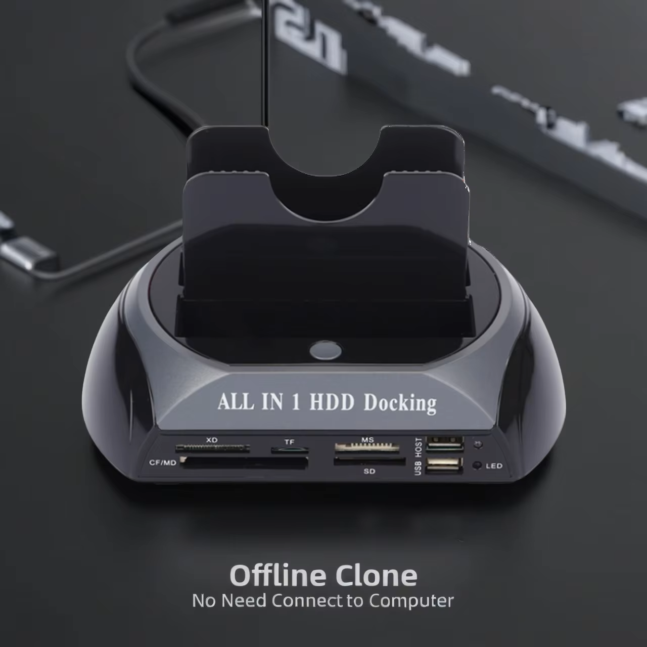 USB 2.0 zu IDE SATA Festplatten-Dockingstation All-in-One-Dockingstation Dual Bracket 2,5 Zoll 3,5 Zoll ESATA mit Kartenrea