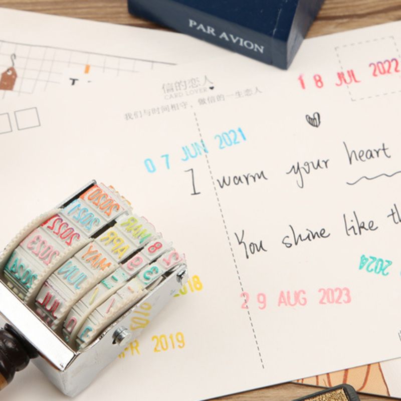 Tre dato stempel til diy scrapbooking håndverk dekor rullende hjul årgang forsyning