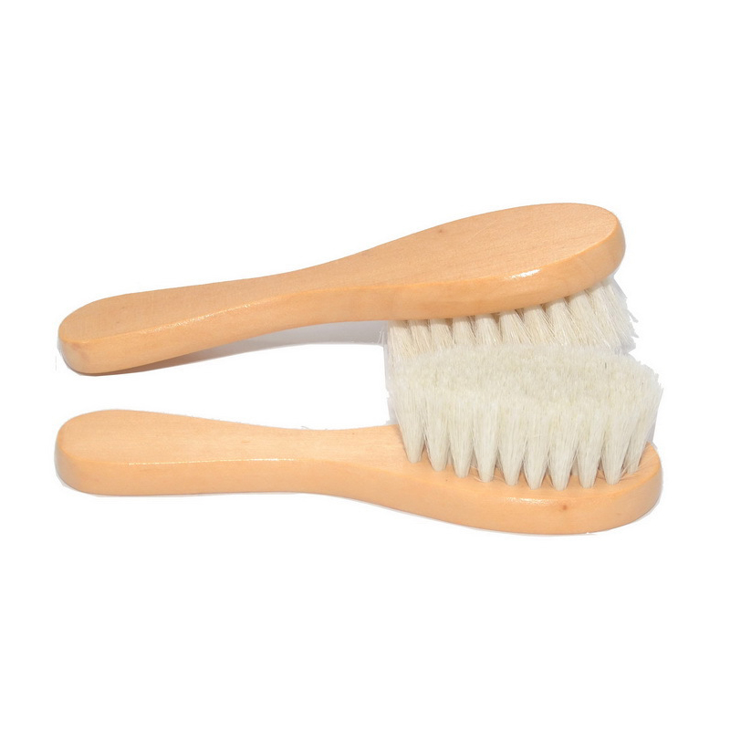 Cepillo de madera para bebé, peine de lana Natural pura, cepillo para bebé recién nacido, cepillo para el cabello infantil, masajeador de cabeza, cuidado del bebé