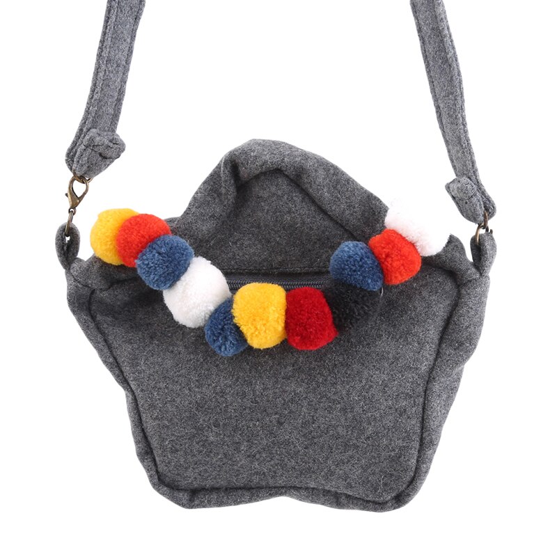 Girl Coin Purses Gray Cloth Small Bag Fashionable Delicate Shoulder Zipper Bag For Children Girls