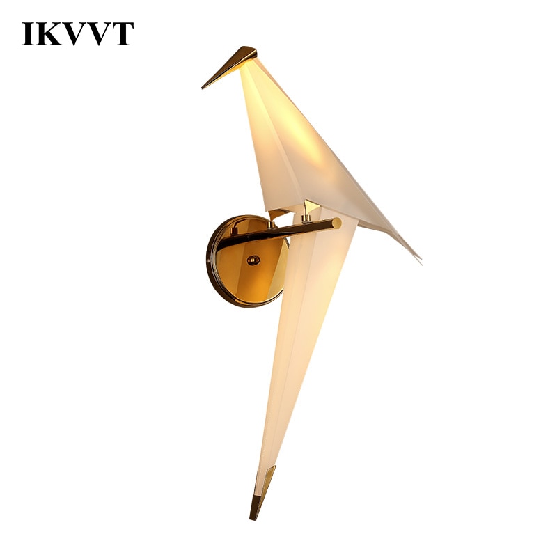 IKVVT LED Vogel Wandlamp Bedlampje Creatieve Origami Crane Wandlamp voor Loft Slaapkamer Studie Foyer Dining kamer