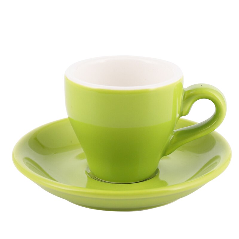 Klassiskt kaffekoncentratkoppset färgad keramisk espressokopp cappuccinokopp 300cc dragblomma koffie kopjes dessertkoppar: E