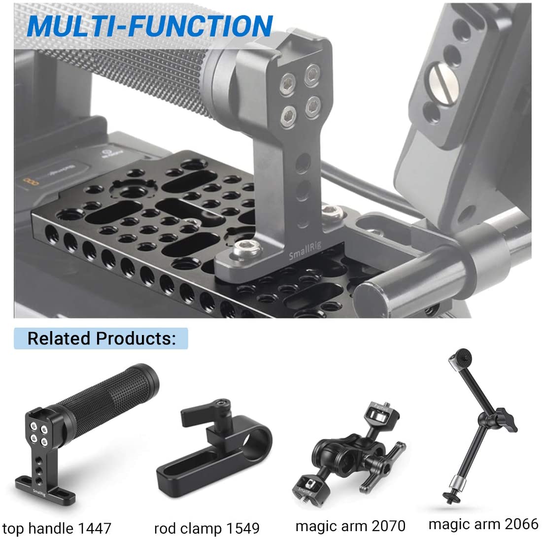 Smallrig placa de queijo multi-purpose placa de comutação com 1/4 3/8 furos de rosqueamento arri para blackmagic ursa mini câmera-1681
